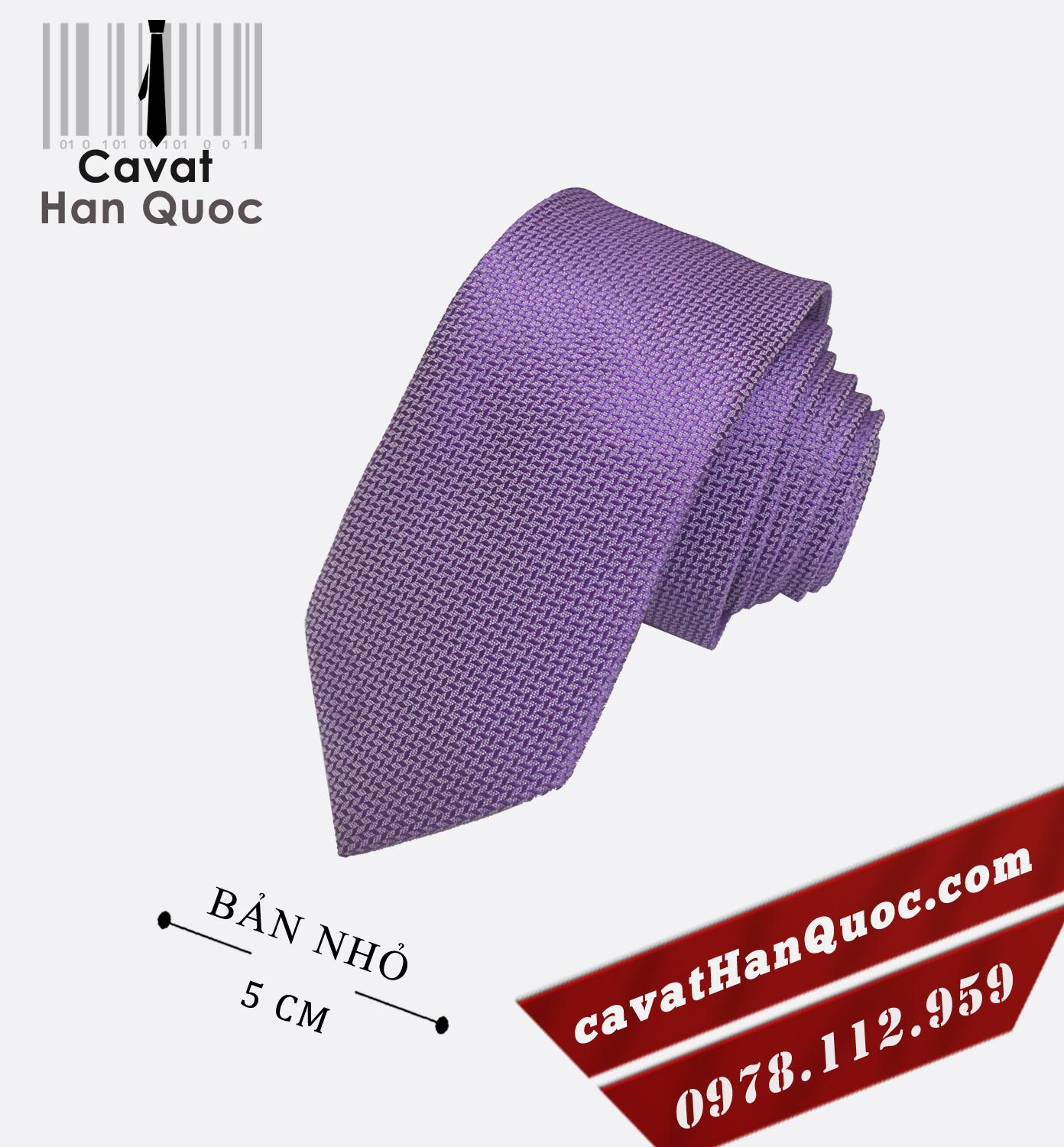 Cà vạt bản nhỏ sần tím nhạt