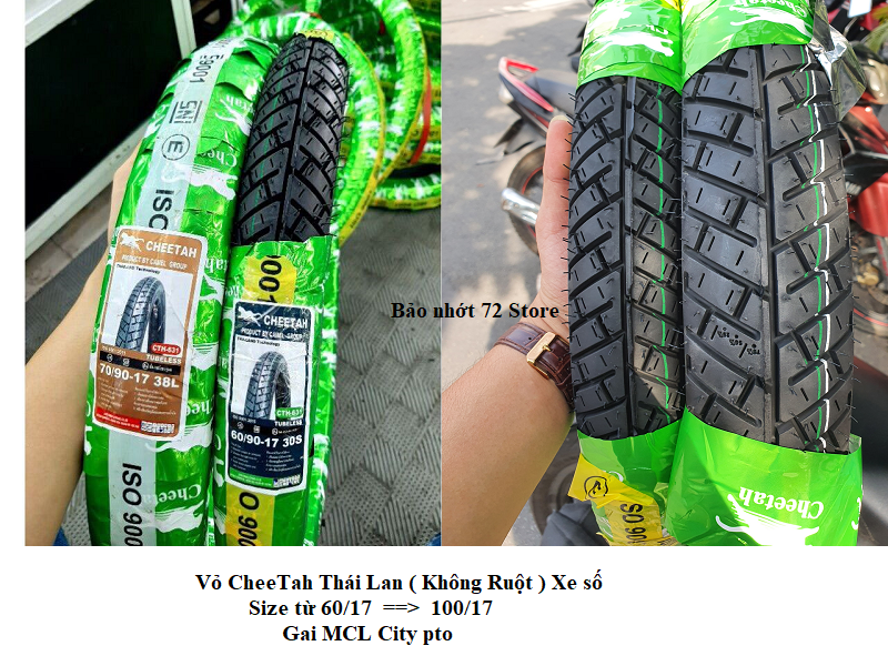 Vỏ Xe CheeTah Thái Lan “ không ruột “ mẫu Gai MCL City size 17 “ Xe số “