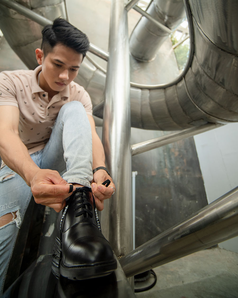 [8CM] Giày Nam Đế Cao T&Tra T106 Đen -  Ít Dốc Mang Thoải Mái Hơn