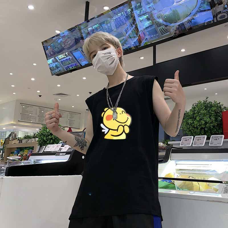 Áo thun sát nách form rộng nam nữ in icon cute xinh xắn