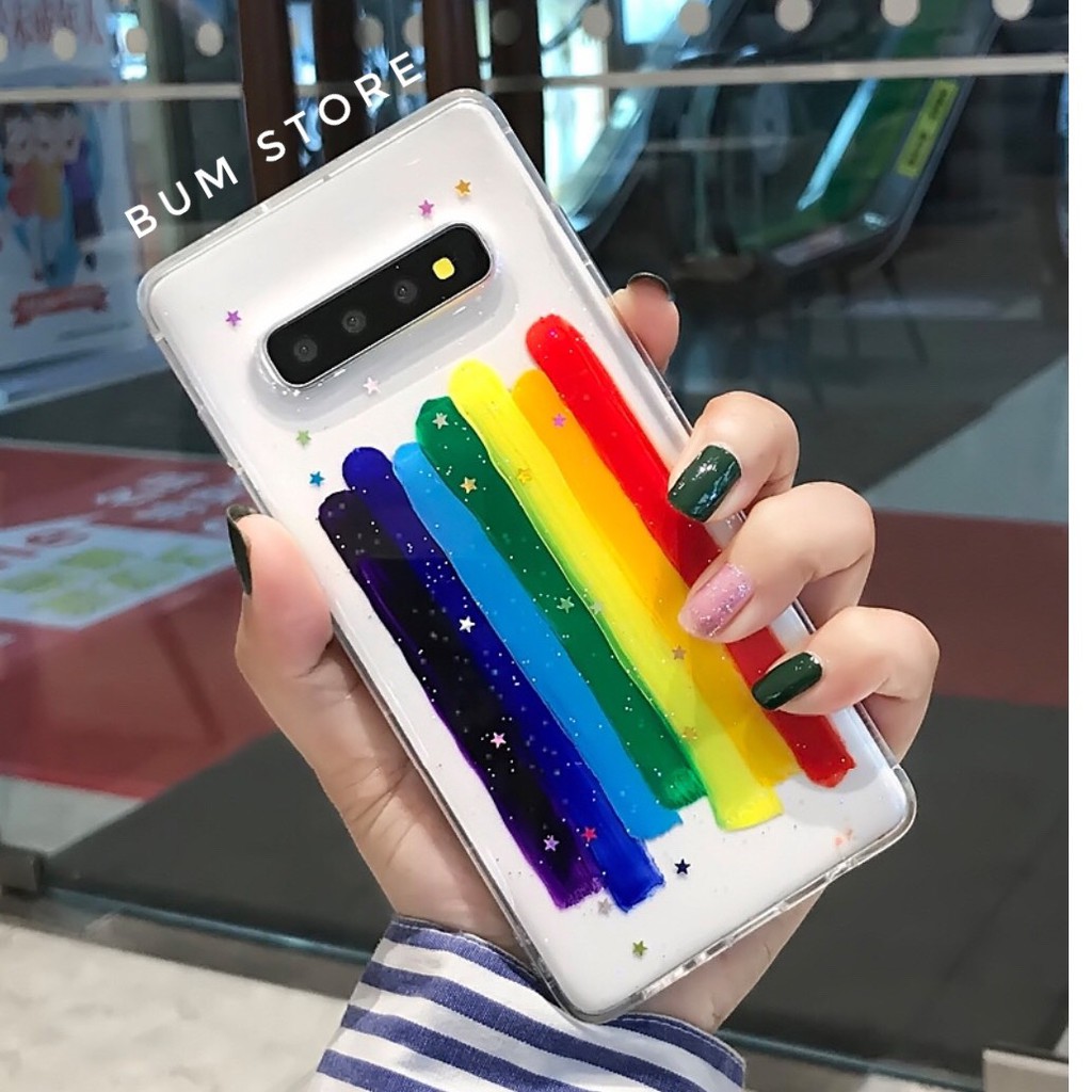 Ốp dẻo sọc cầu vồng Samsung Galaxy Note 10 Plus / Note 10 / S10 / S8 Plus / Note 9