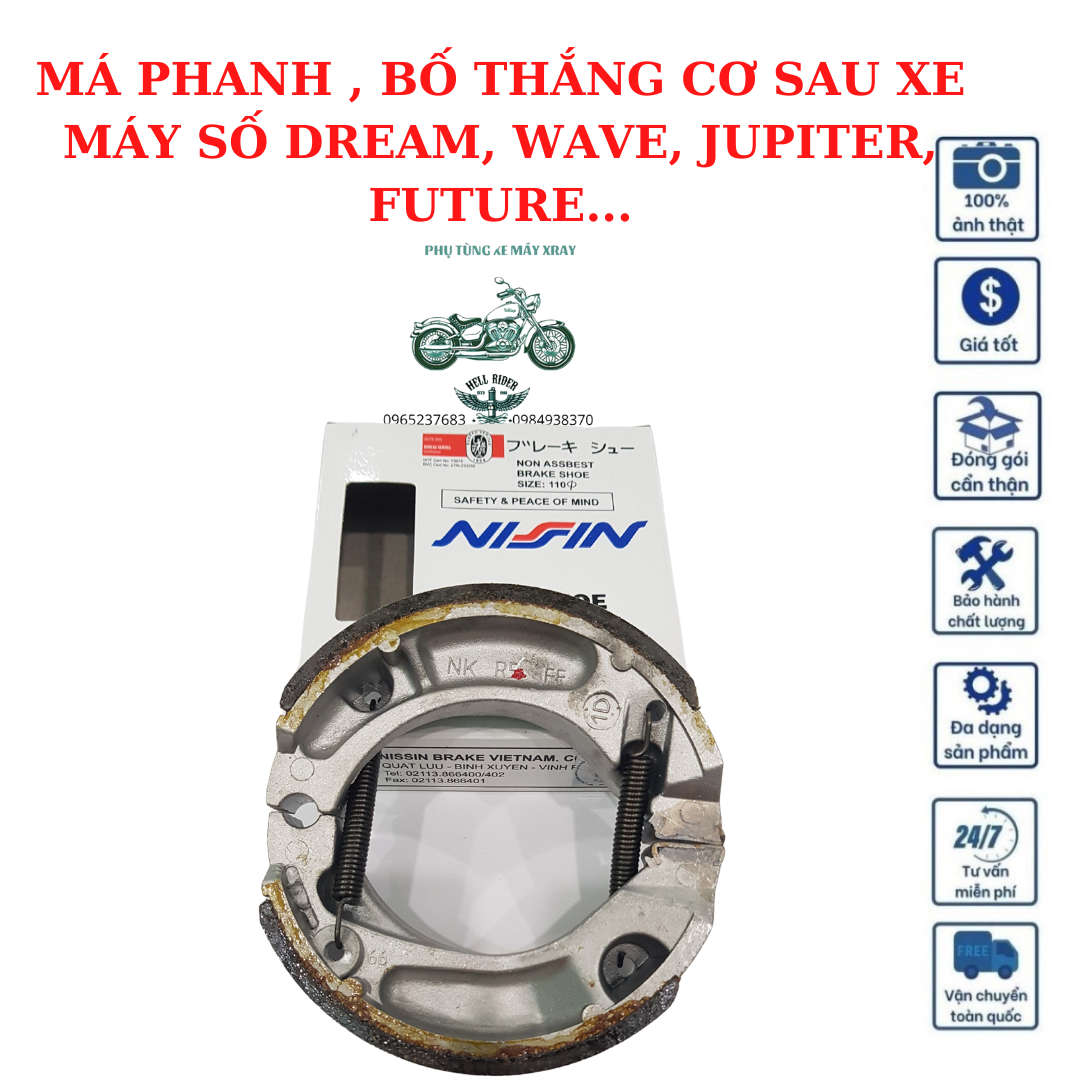 MÁ PHANH , BỐ THẮNG CƠ SAU XE MÁY SỐ DREAM, WAVE, JUPITER, FUTURE...