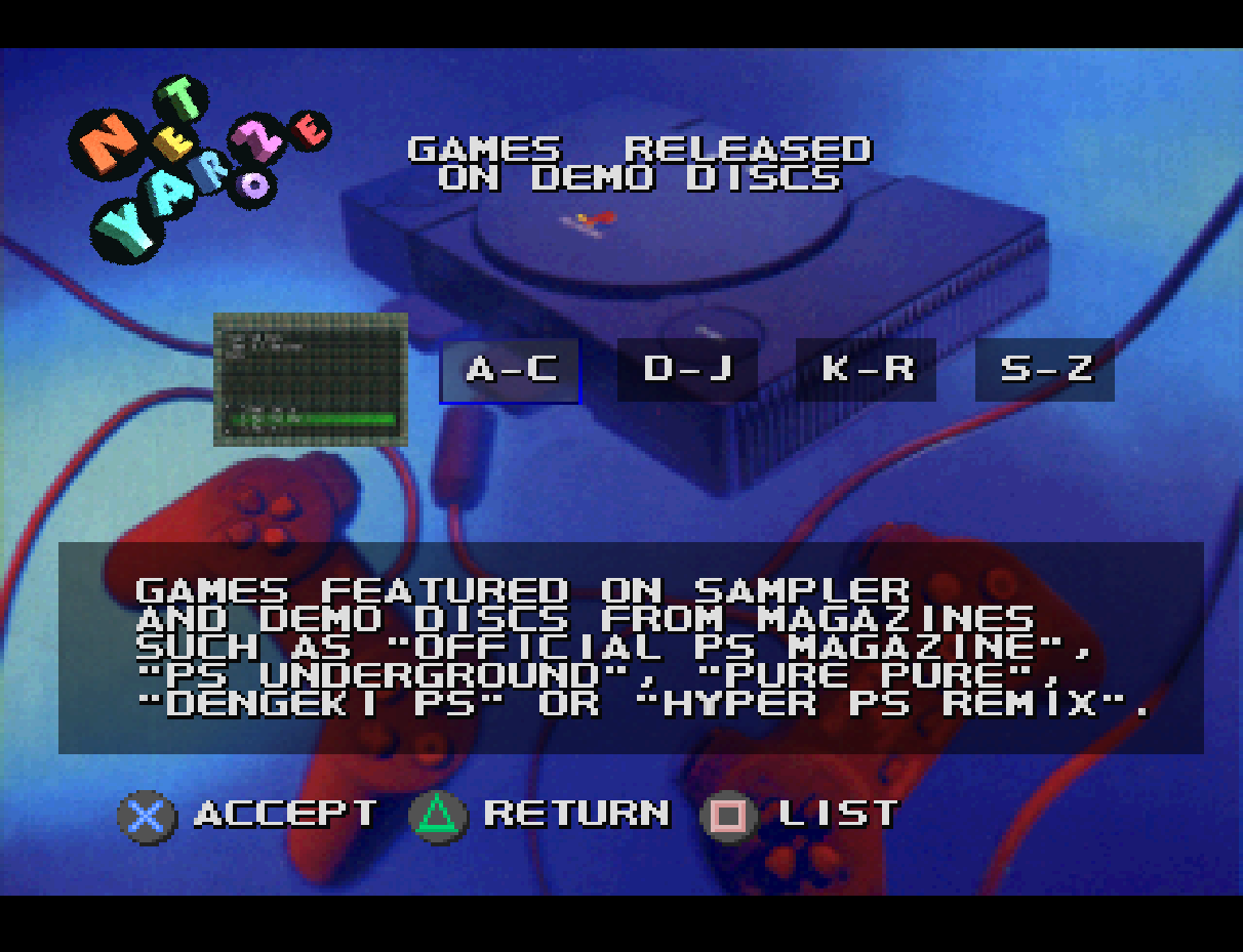 đĩa game ps1 net yaroze ( game ps1 gồm 83 game nhỏ trong 1 đĩa )
