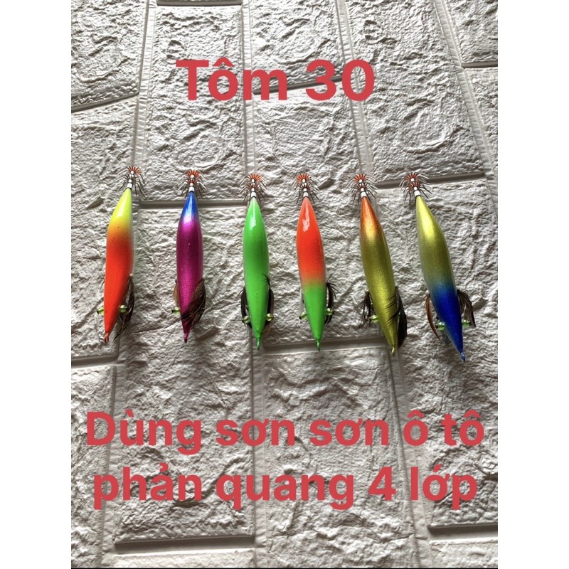 Mồi tôm giả,Tôm câu mực, tôm sơn câu mực ( số 30-35-40g)