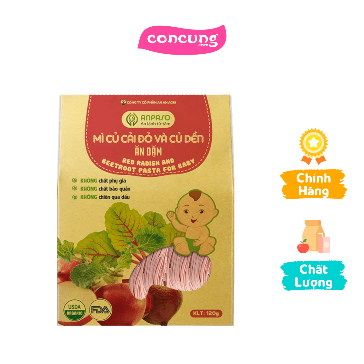 Mì củ cải đỏ & củ dền ăn dặm organic anpaso 120g