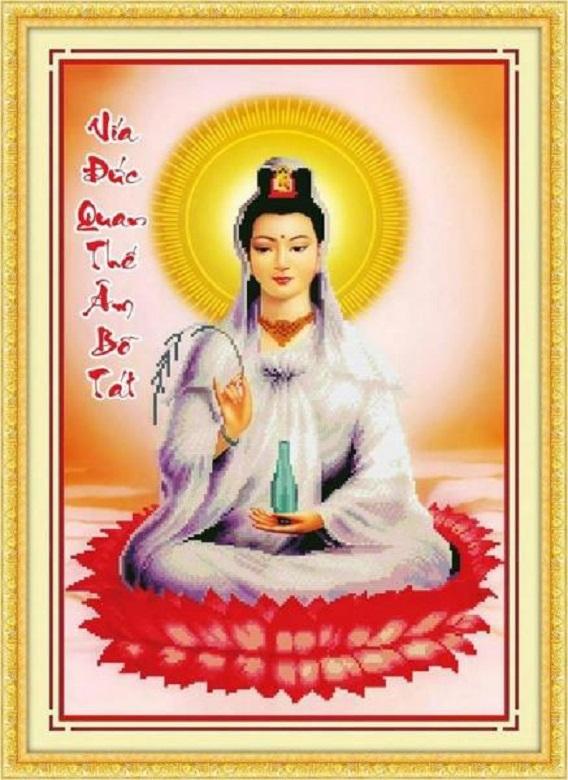 Tranh thêu chữ thập quan thế âm dlh-222814