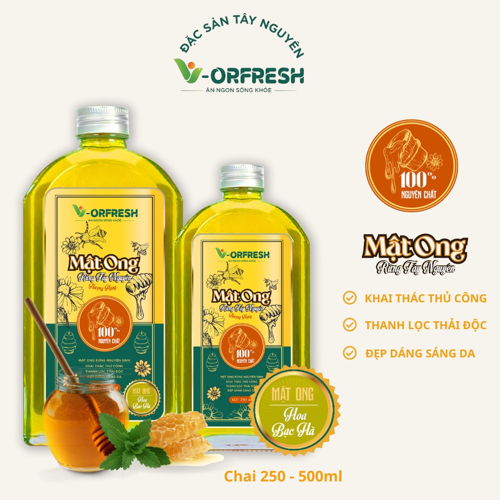 Mật Ong Hoa Bạc Hà V-ORFRESH 250/500/1000ml