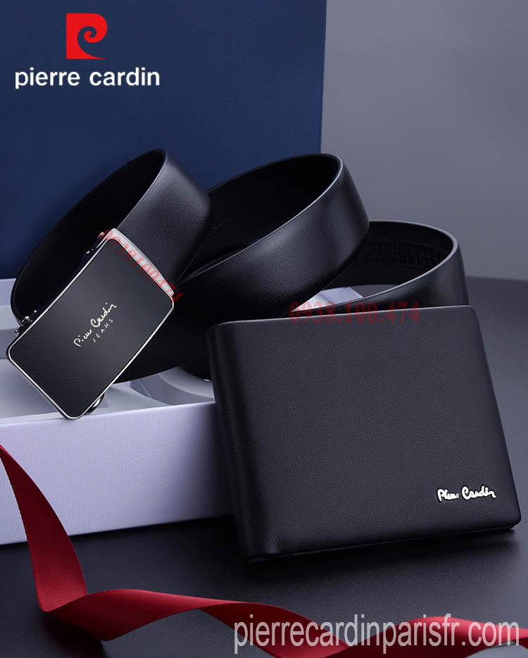 Combo thắt lưng ví Pierre Cardin chính hãng da bò thật khóa tự động SETPC0005