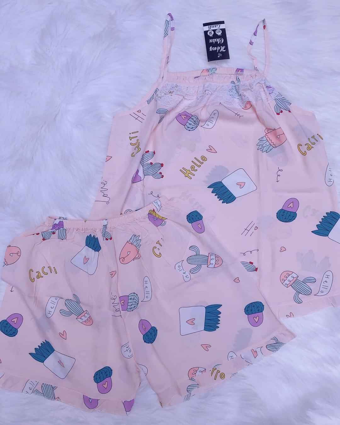 Đồ bộ tole lanh quần đùi áo 2 dây