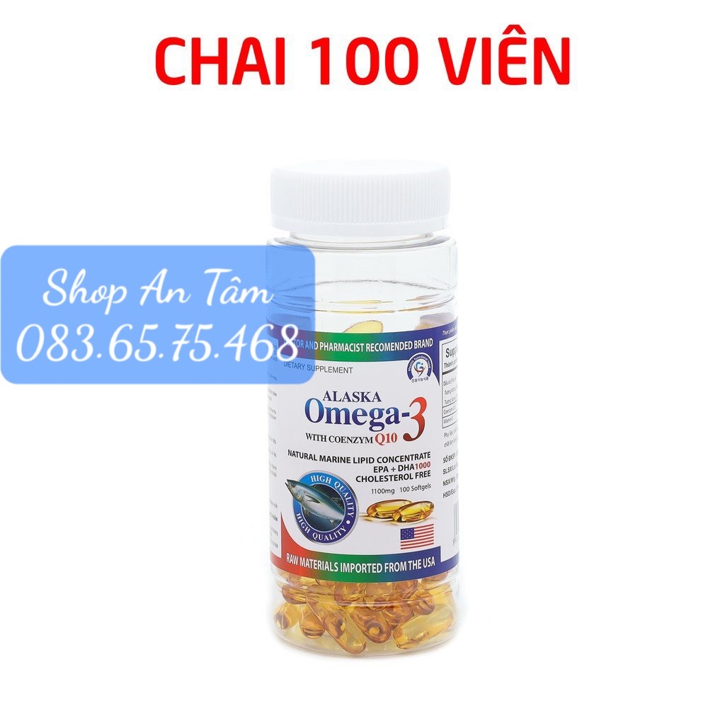 Dầu Cá Alaska Omega 3 With Coenzym Q10 (hộp 100 viên)