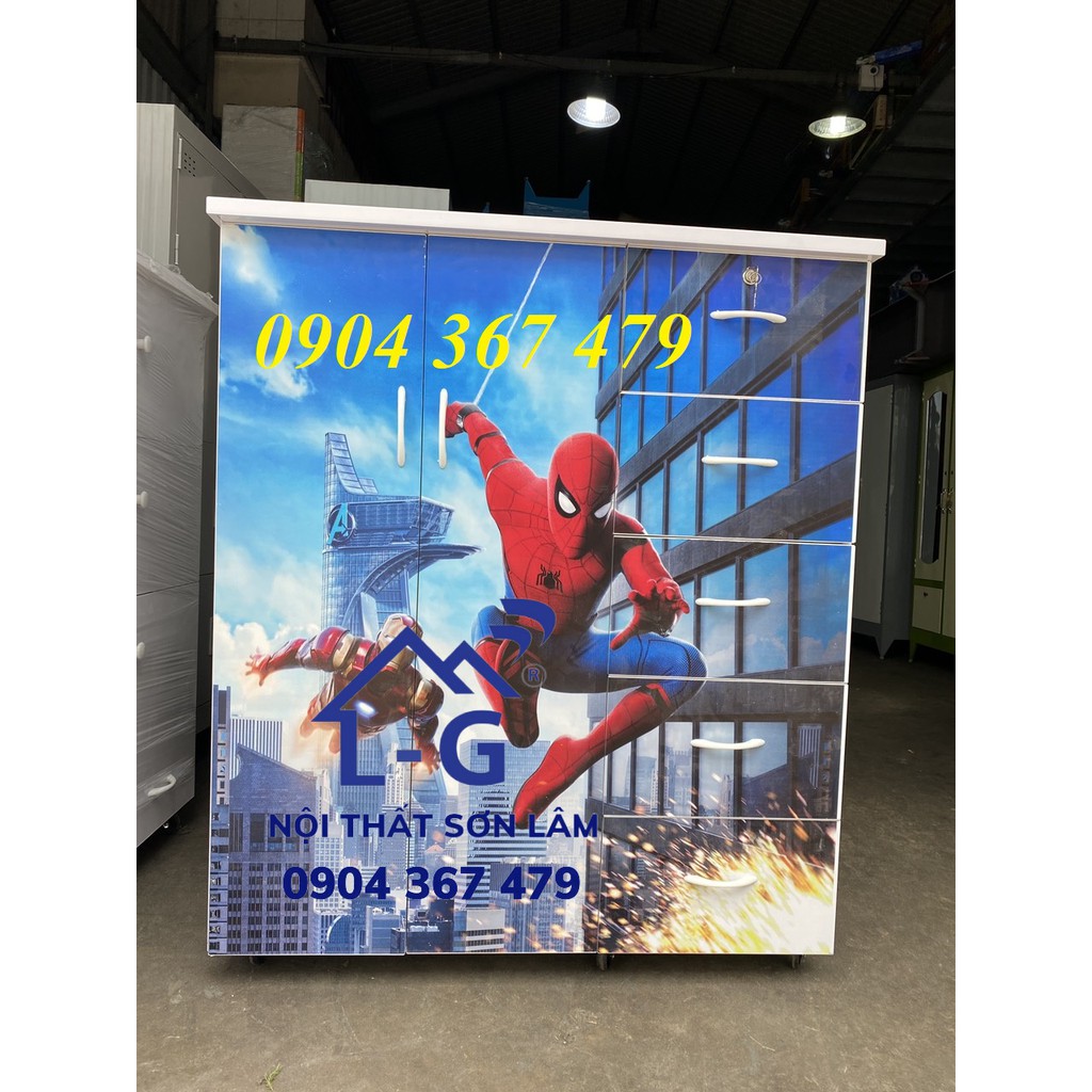 Tủ nhựa đài loan tủ quần áo in 3D siêu nhân nhện cho bé trai