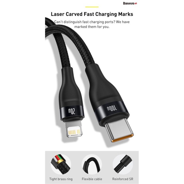 Cáp sạc nhanh 100W Type C to Lightning & Type C Baseus Flash Series One-for-two Fast Charging Data Cable Type-C to L+C