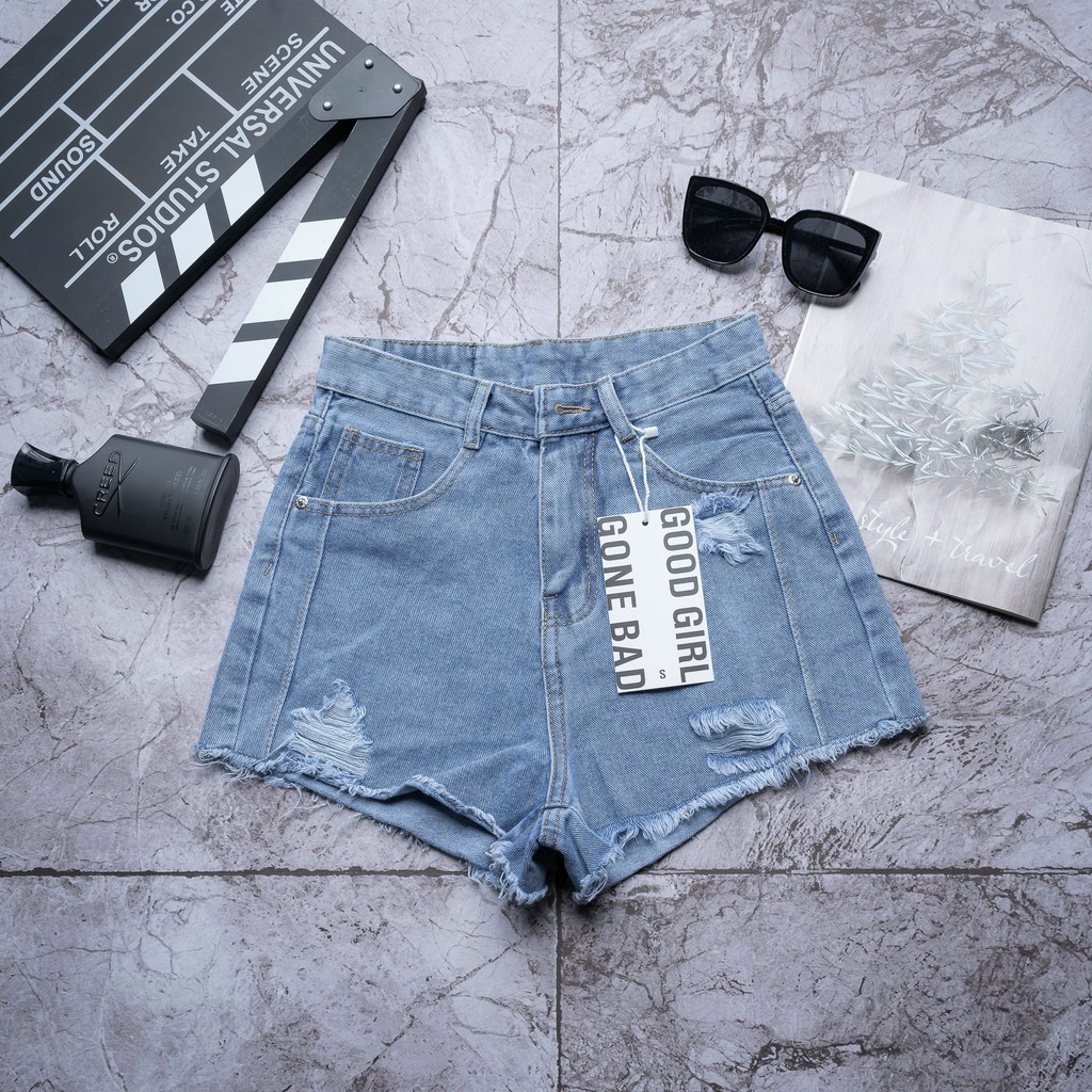 Quần short jean nữ rách big size
