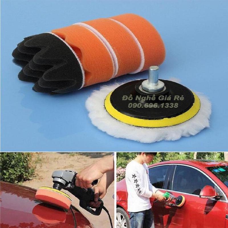 Bộ phụ kiện cho máy đánh bóng xe ô tô mini - Đĩa pad nỉ đánh bóng nhựa 7 món