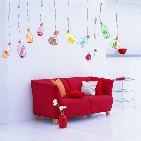 HCM Decal trang trí dây treo bình sắc màu