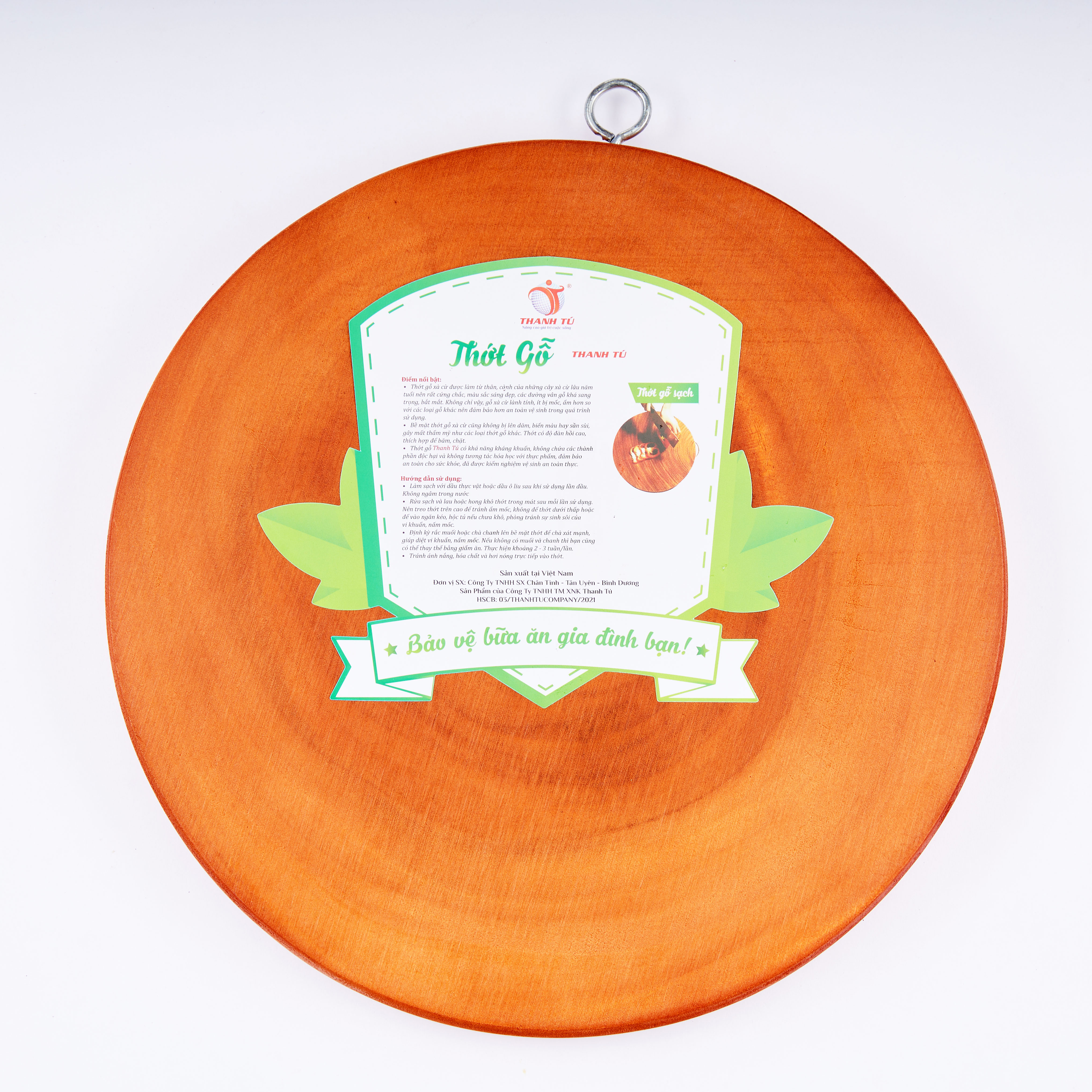 Thớt Tròn Gỗ Xà Cừ Cao Cấp Thanh Tú 30cm