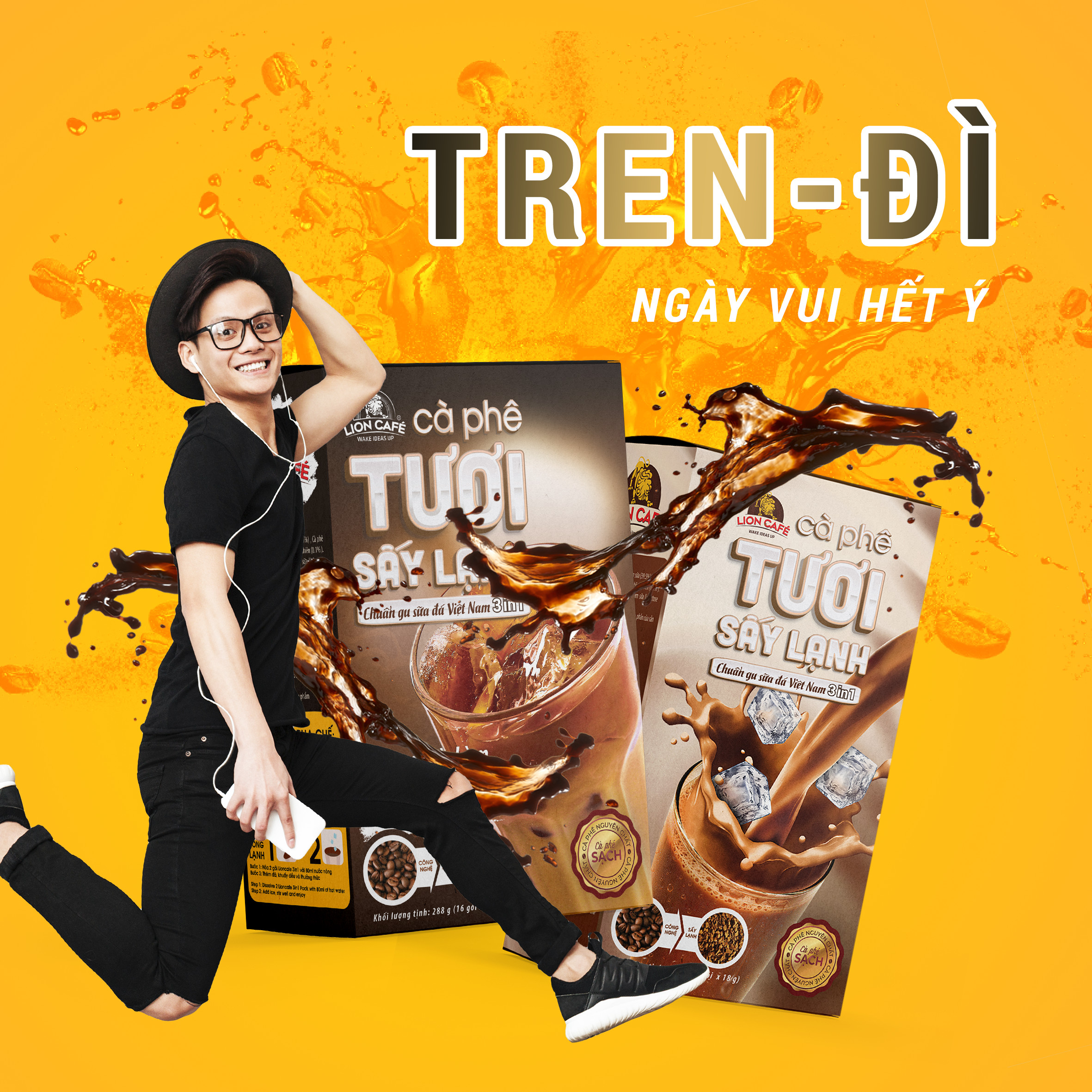 LION CAFE - Cà phê hòa tan 3in1 - Cà phê TƯƠI  Sấy Lạnh - Gu Sữa Đá - Hộp 180g (10 gói x 18g)
