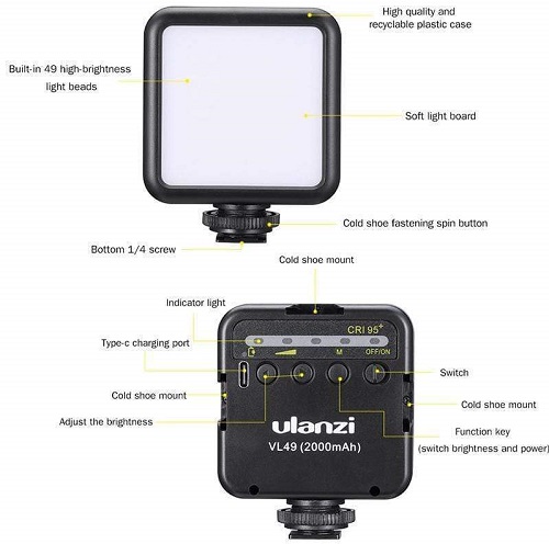 Đèn Ulanzi VL49 Mini LED Video Light - [Tặng kèm đèn LED]