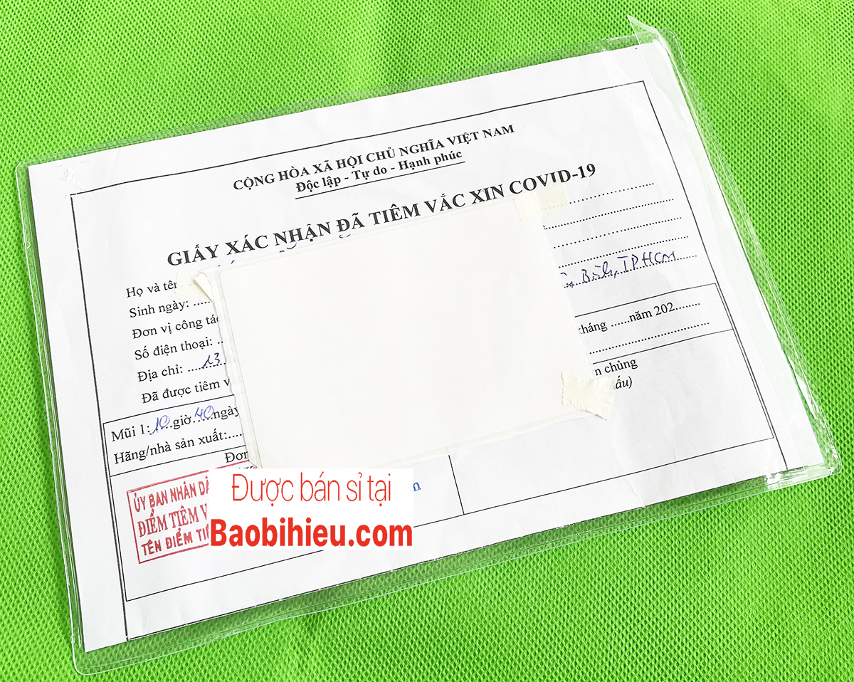 Túi đựng giấy chứng nhận tiêm ngừa Covid hoặc giấy tờ khổ A5 Nhựa dẻo