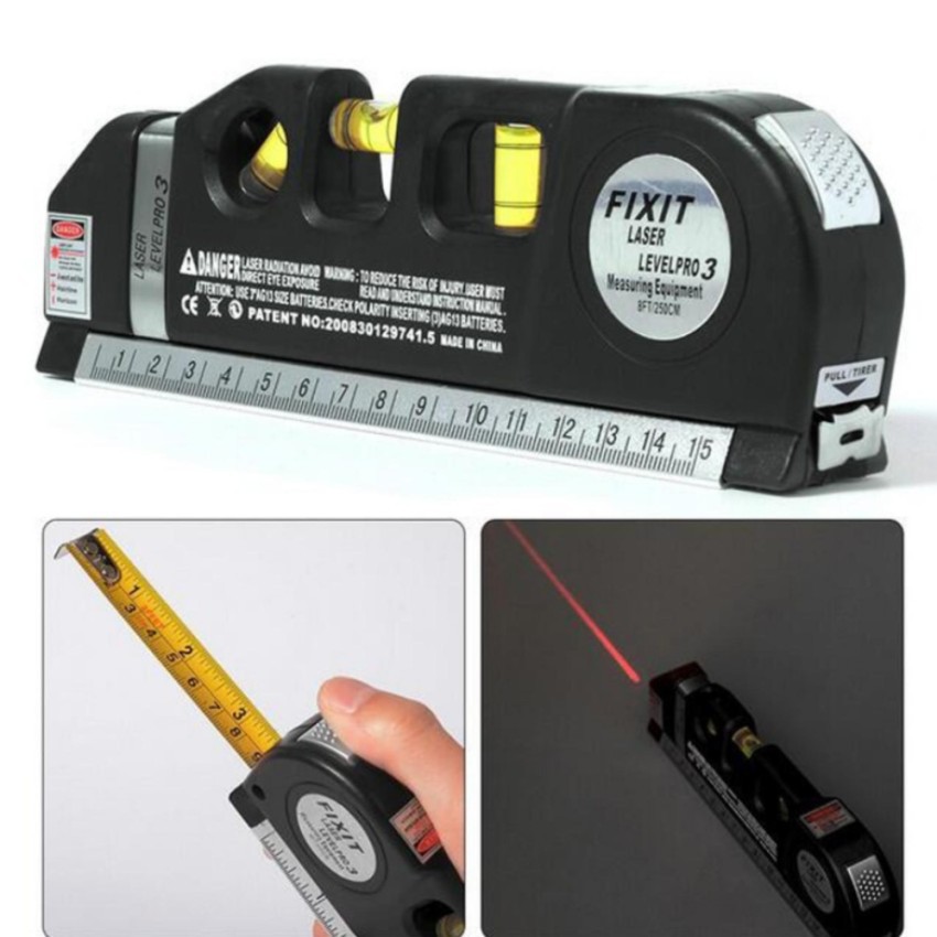 [ bảo hành 12 tháng ]  Thước đo laser - thước đo đa năng cầm tay giá rẻ PRO 3 (Đen)- - Thước Nivo Laser - Thước Nivo laze đa năng - Thước Ni vô laze - Thước Ni vô Laser 3 chức năng - Cân bằng ngang