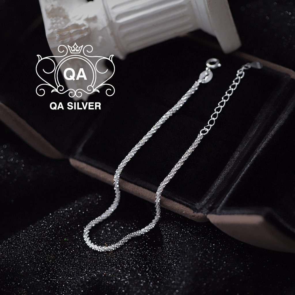 Vòng tay bạc 925 xù lắc nữ sequin trơn kim tuyến S925 TWIST QA SILVER Bracelet BR190702