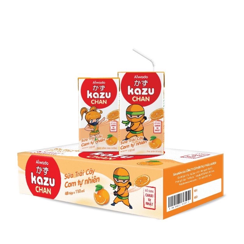 (Date 27.10.24)Thùng 48 hộp sữa trái cây Kazu Chan 180ml