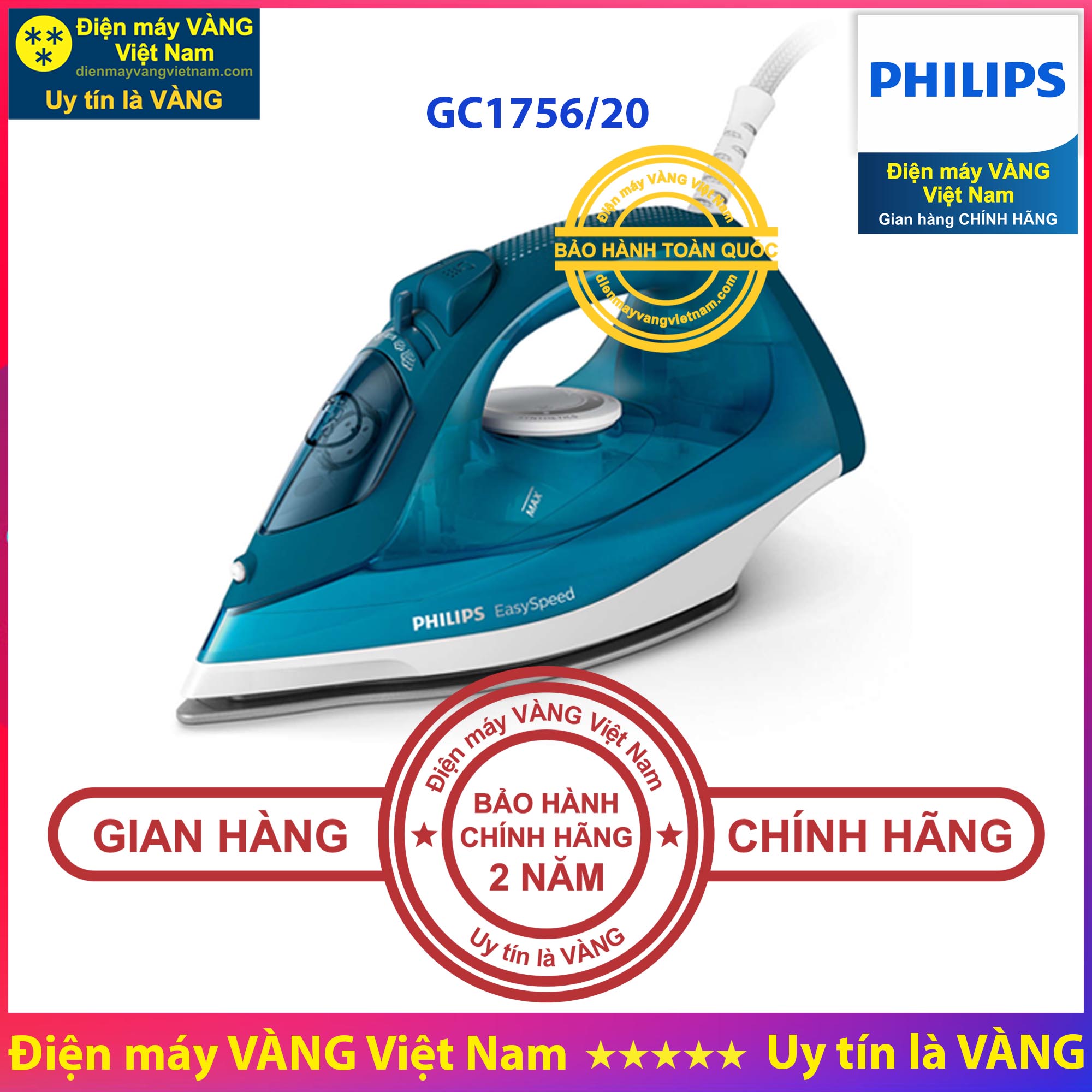 Bàn ủi hơi nước Philips GC1756 - Hàng chính hãng