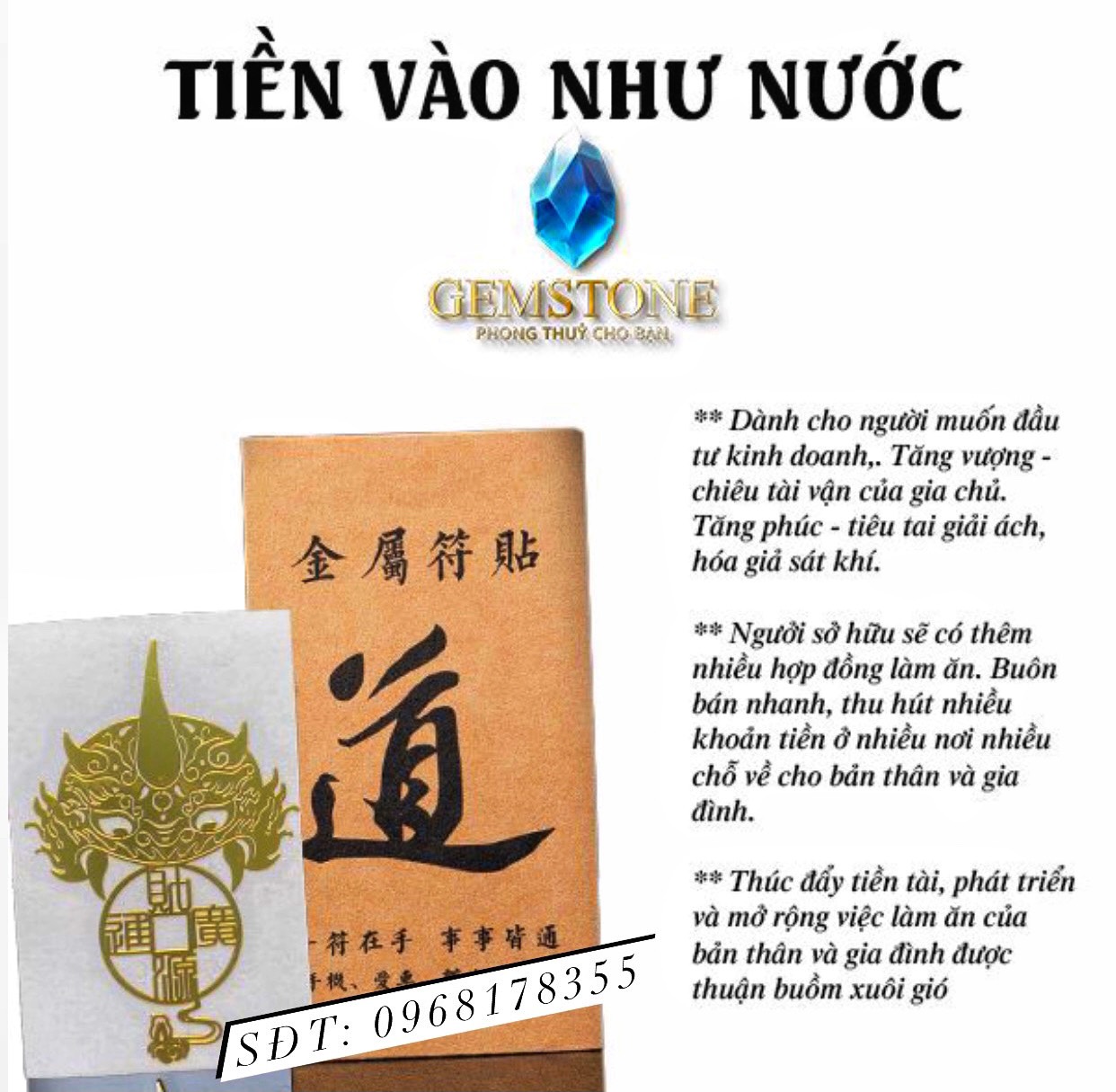 Linh Phù Dán Điện Thoại Tài Lộc May Mắn Bình An