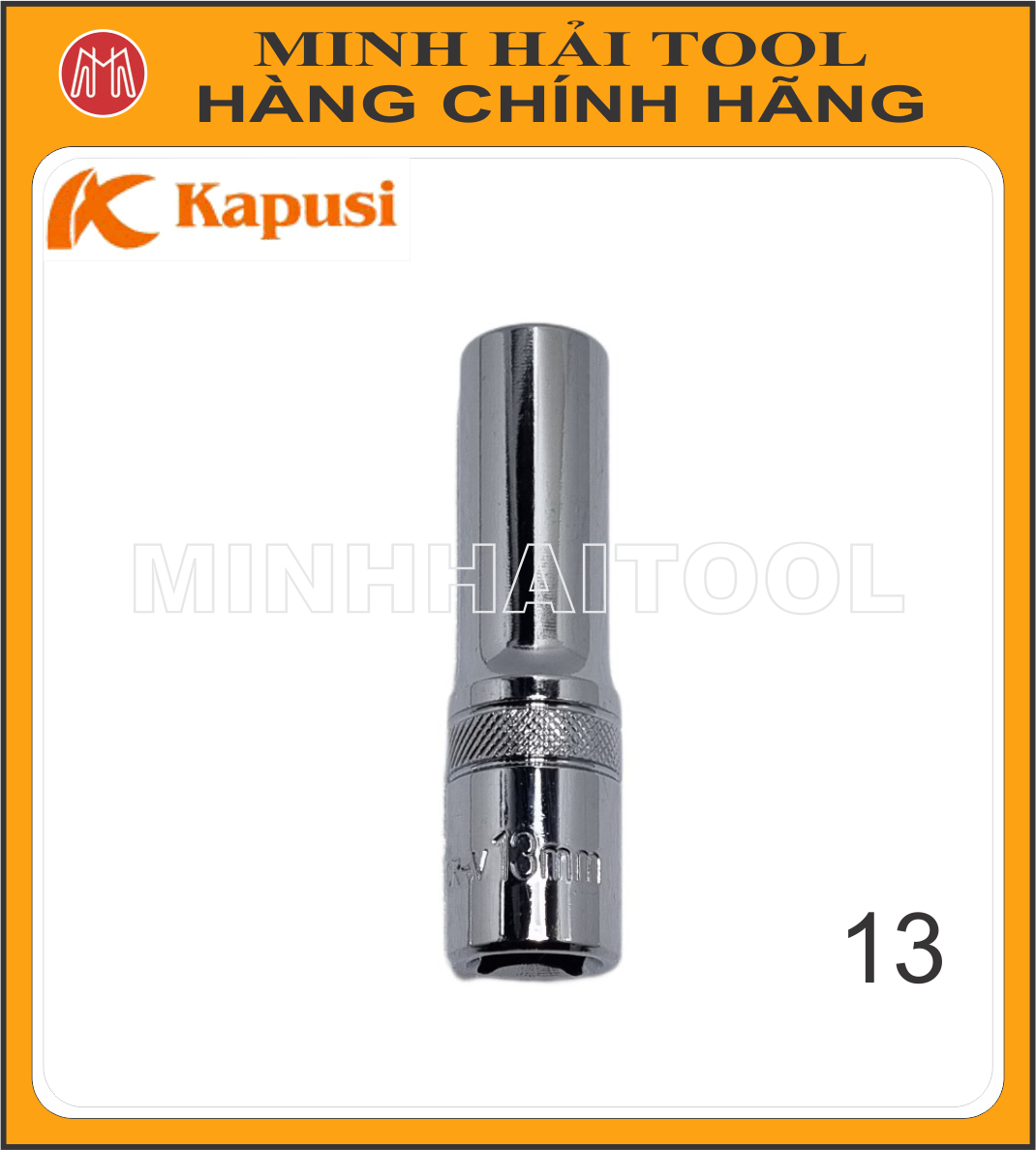 Kapusi Japan – Đầu tuýp 1/2” dài 78mm, cỡ 10mm (K-6572) và 14mm (K-6576). Chất liệu: Thép Cr-V mạ Chrome