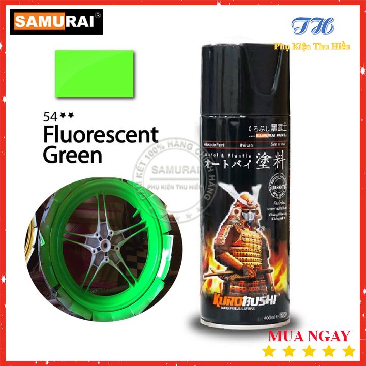 [HCM]Sơn Xịt Samurai Màu Xanh Lá Huỳnh Quang - Mã 54