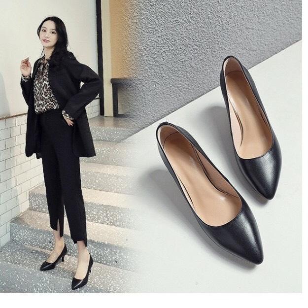 Giày cao gót 5 phân mũi nhọn da lì ( Mã A3 )