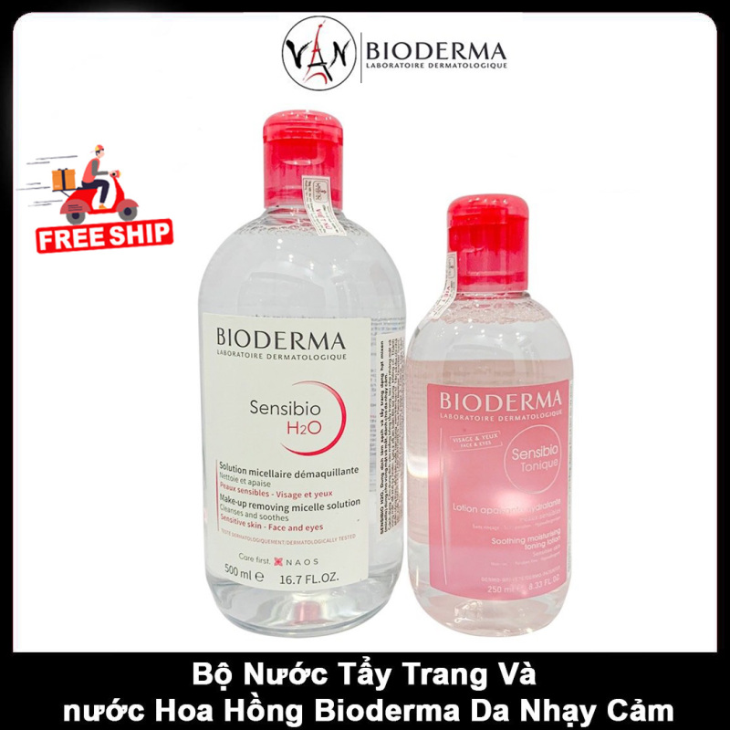 [ Combo Bioderma ]  Nước tẩy trang sensibio H20 500ml & nước hoa hồng sensibio tonique 250ml dành cho da thường, da nhạy cảm