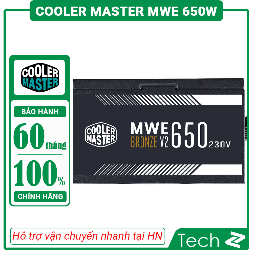 [FREESHIP MAX] Nguồn máy tính Cooler Master MWE V2 230V 650 650W Plus Bronze (80 Plus Bronze/Màu Đen)