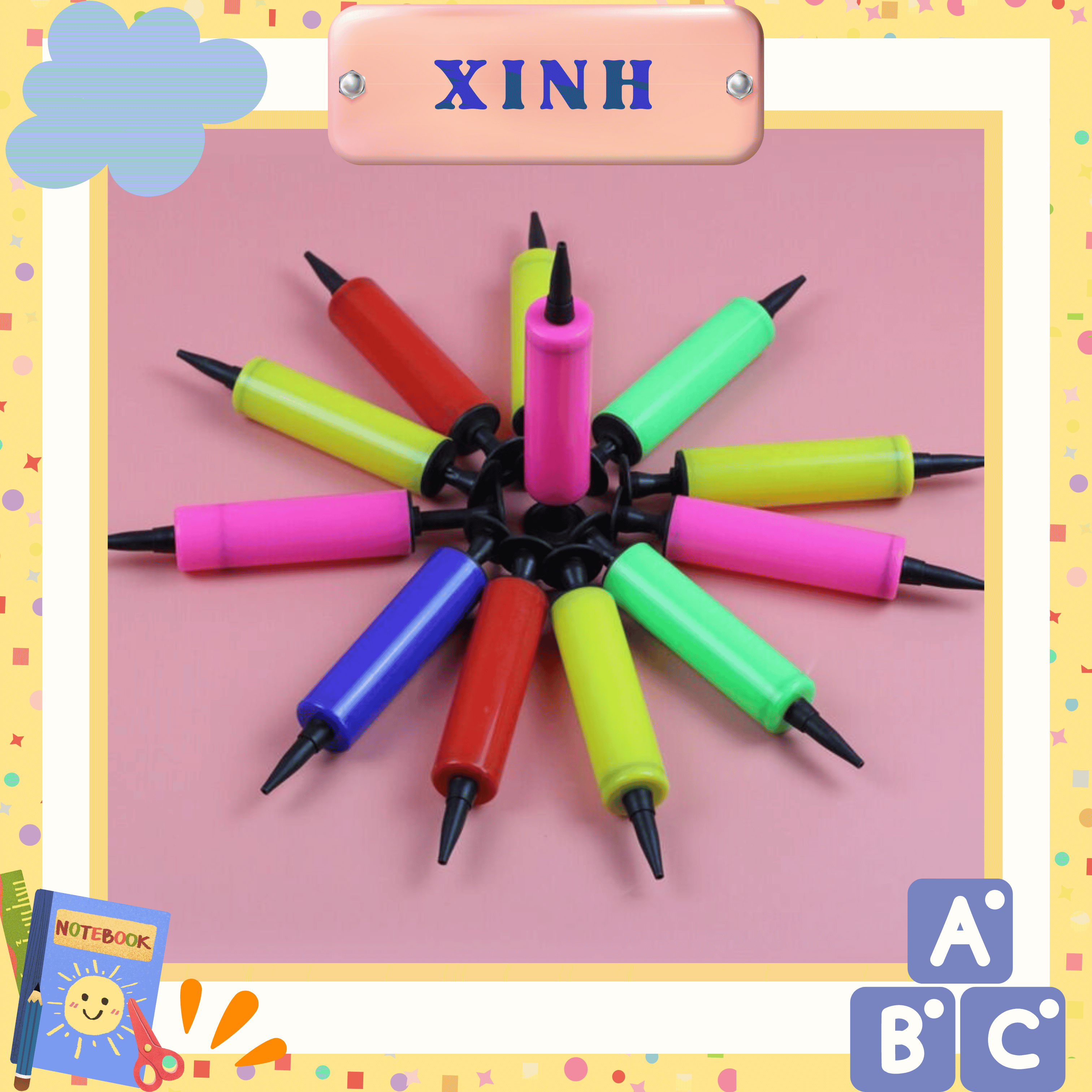 Set 1 Ống bơm cầm tay và 10 cái bong bóng