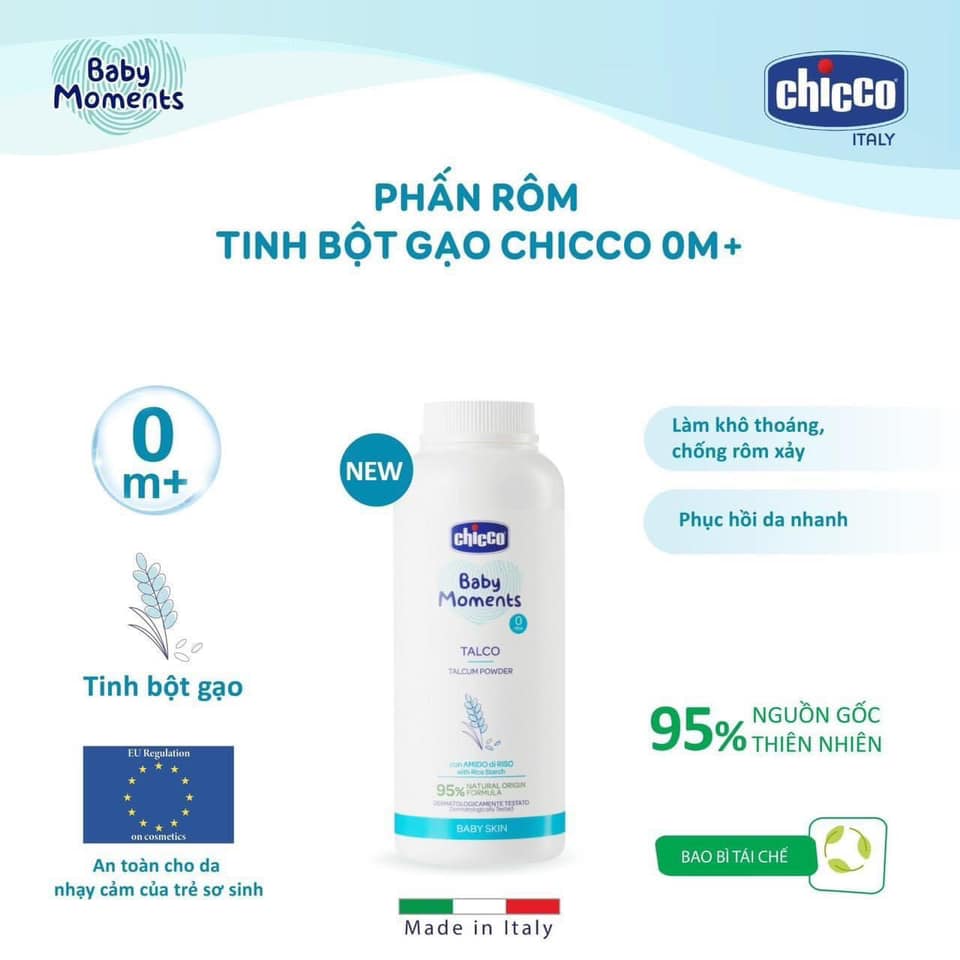 Phấn rôm tinh bột gạo 150gr Chicco (0M+) Babymall.vn