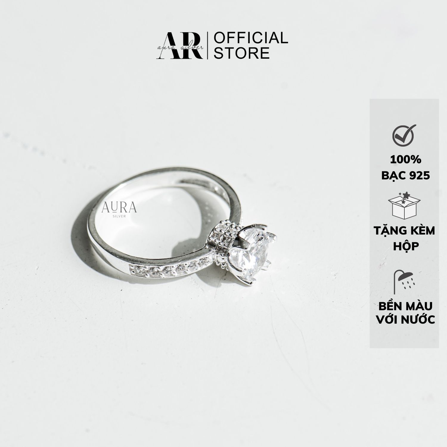 Nhẫn nữ bạc 925 nhẫn bạc đế vương miện tinh tế-aurasilver-n40