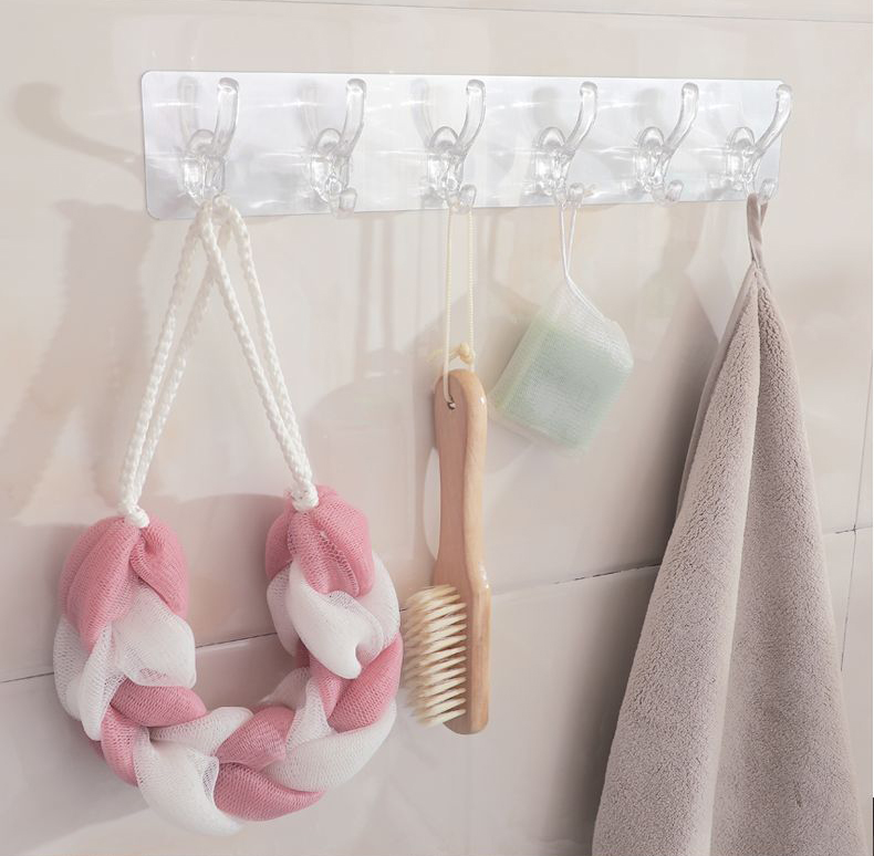 Móc treo trong suốt dán tường 6 móc