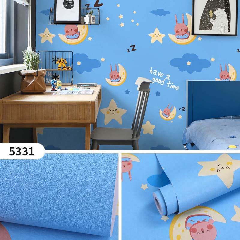 5m decal giấy dán tường khổ 45cm-thỏ trăng vàng
