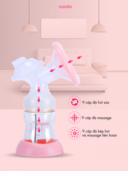 Máy hút sữa Rozabi Deluxe điện đôi có pin sạc