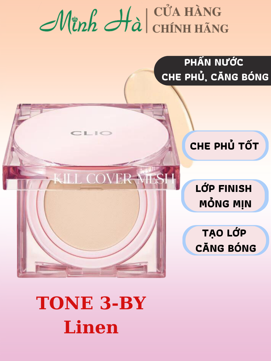 Phấn nước Clio Kill Cover Mesh Glow Cushion 15gx2 che phủ tốt, căng bóng da