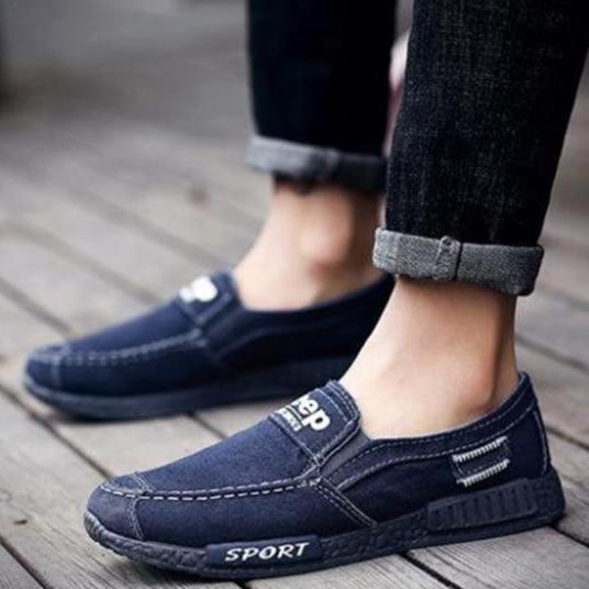 Giày nam- Giày lười JEEP vải Jean đơn giản