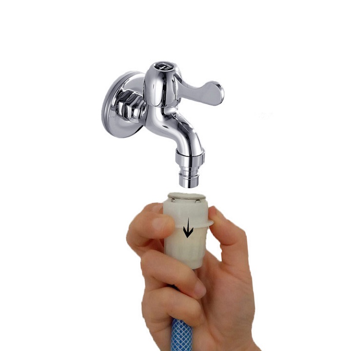 [ 1 CÁI ] KHỚP 16mm NỐI NHANH RA ỐNG NƯỚC 12mm ,MÀU TRẮNG - 670