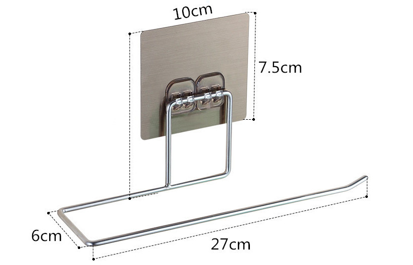 Giá inox treo cuộn giấy - treo khăn dán tường cường lực đa chức năng