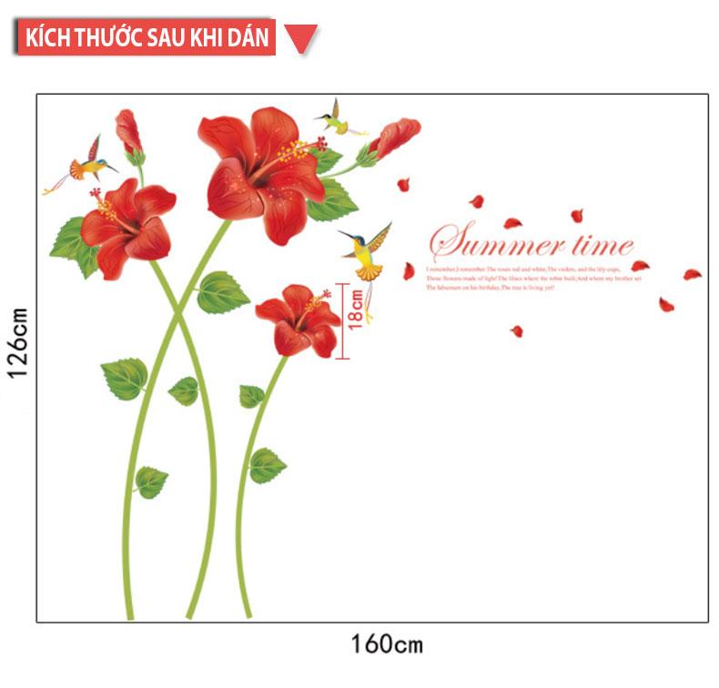 Decal trang dán tường Hoa Dâm Bụt đỏ SK9069