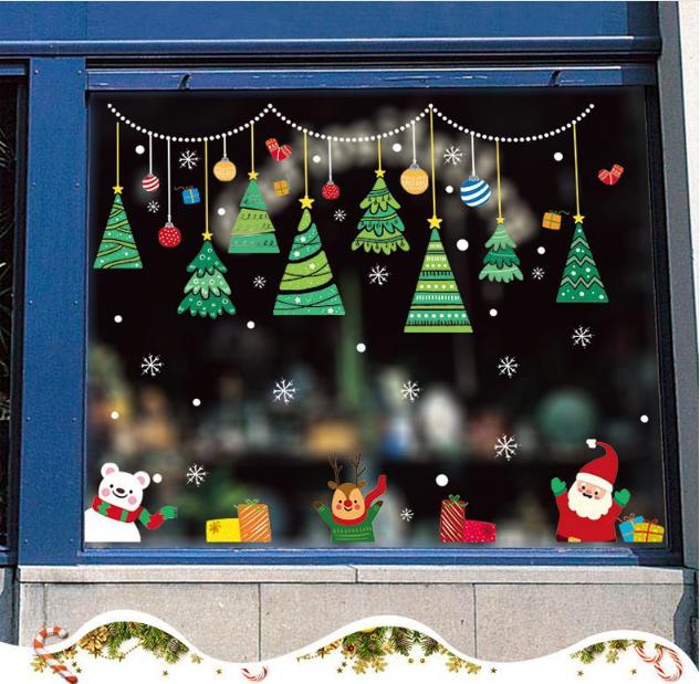 Decal trang trí Noel - Rèm Dây Cấy Thông Xanh