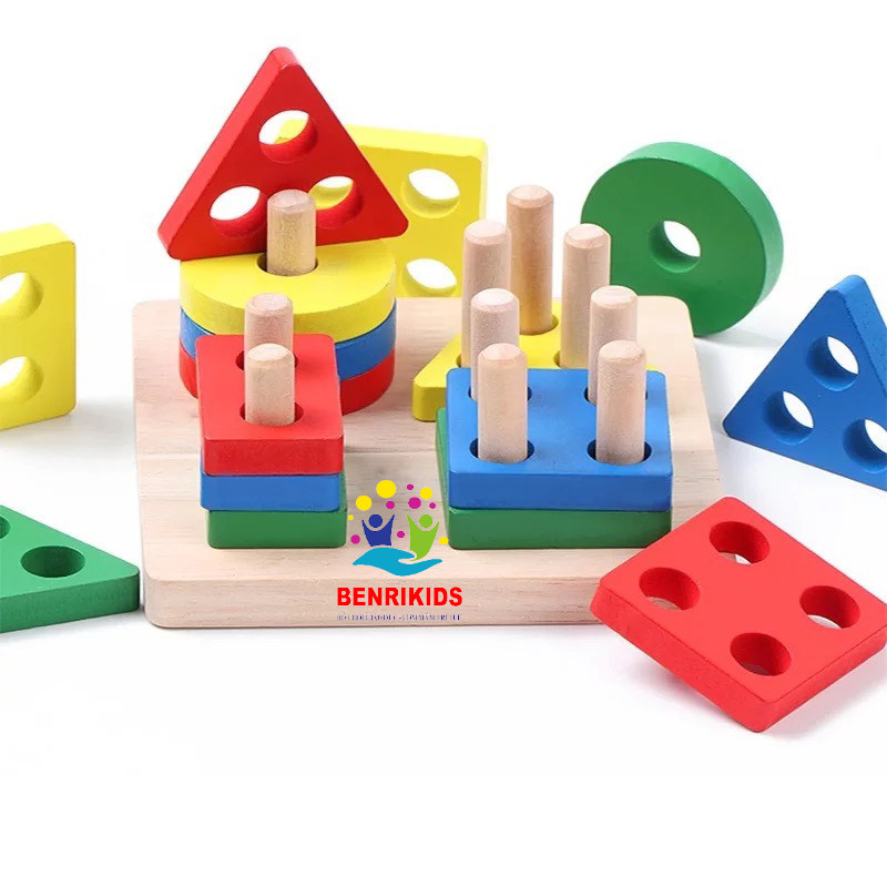 Toy set drop shaped wooden themed help your baby develop observation ability