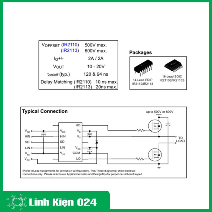 IC IR2110 Half-Bridge Driver điều khiển IGBT