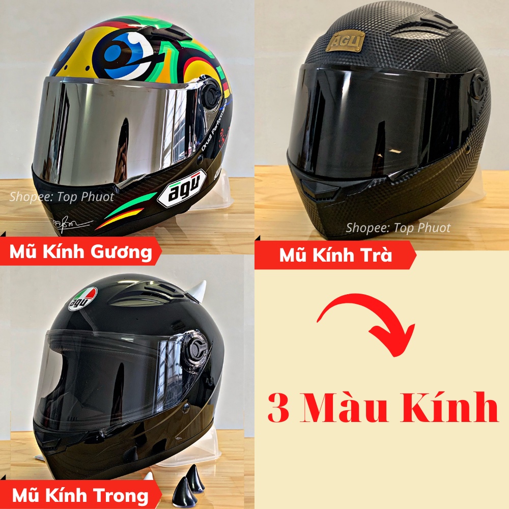 Mũ Bảo Hiểm Fullface Agu Nhiều Tem Lựa Chọn -  Bảo Hành 12 Tháng