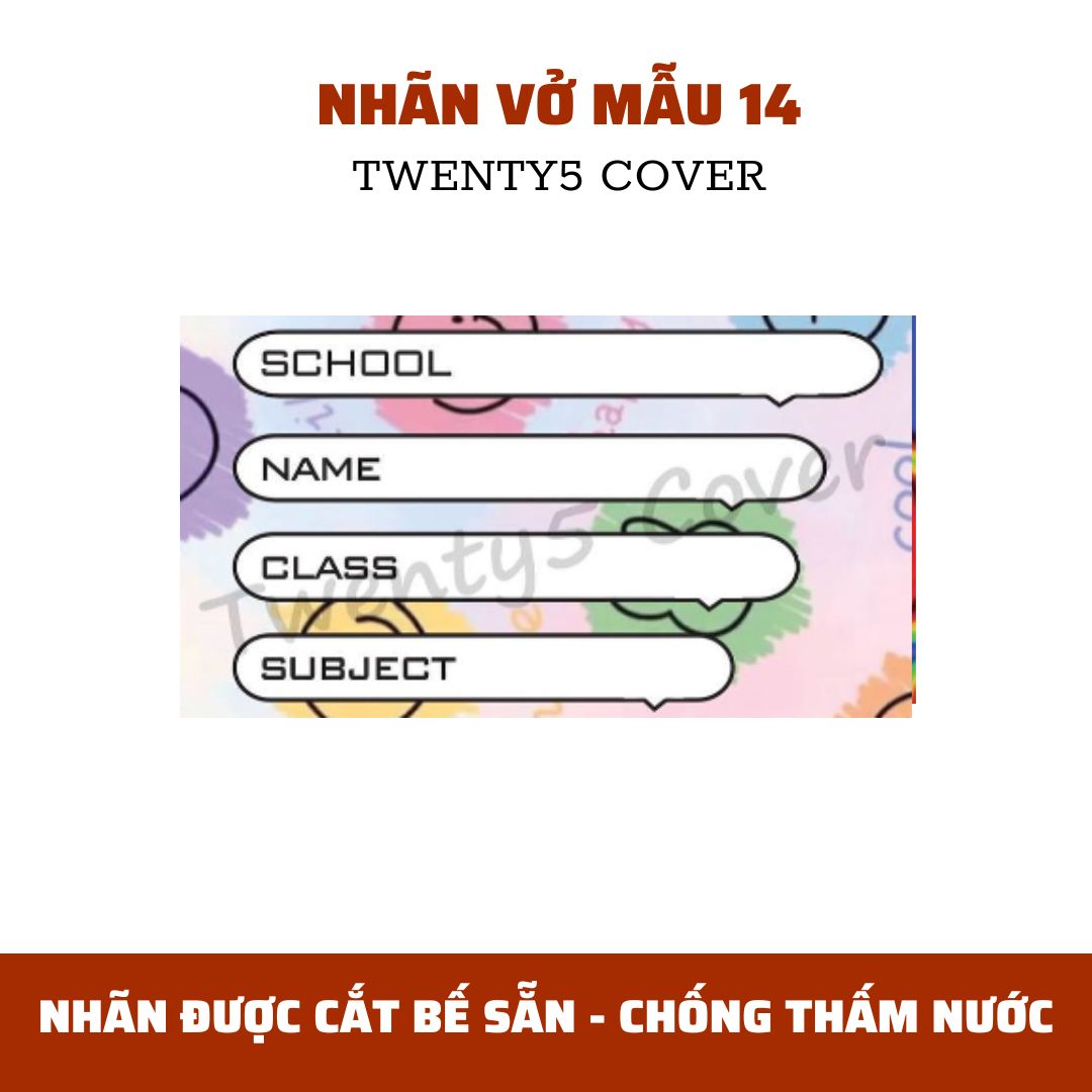 SET NHÃN VỞ THEO MẪU 10 - 19