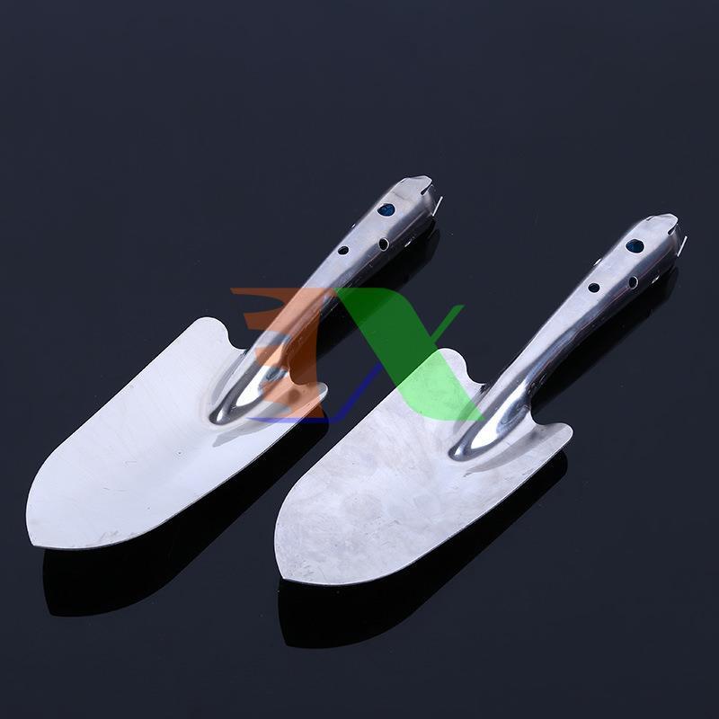 Bộ 2 Xẻng làm vườn inox TXE-01, Xẻng thép trắng cẩm tay, Xẻng inoc cầm tay mini, Xẻng thép trắng không gỉ